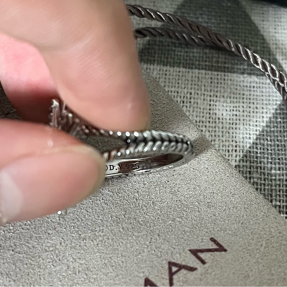 David Yurman Silver Starburst Diamond Ring sz8 - Picture 4 of 6